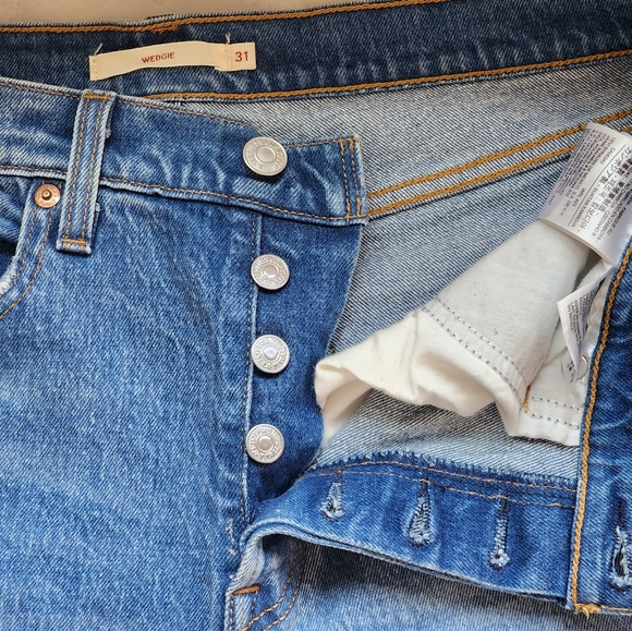 Levi's sz. 31 wedgie jeans distressed busted knee free people 22861-0059 FP - Picture 15 of 17